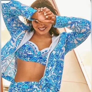 Lilly Pulitzer Audrey Zip Up Turquoise Oasis Shell Me You Love Me S Small